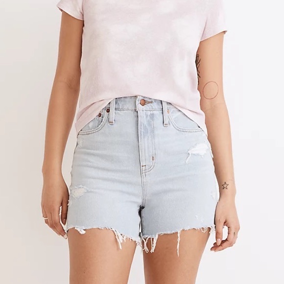NWT Madewell The Curvy Momjean Jean Short in Flintwood Wash Distressed ND691 - Picture 14 of 14